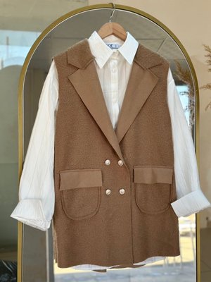 Beliz Kapak Cepli Buklet Yelek Kahve Beliz Kapak Cepli Buklet Yelek Kahve