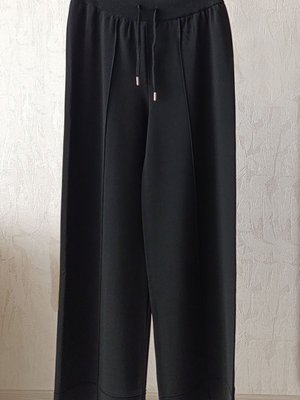 Triko Pantolon Bel Lastikli Bol Paça Rayon Kumaş Merserize Kalite Dokuma Siyah