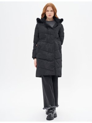 Fermuarlı Cep Detaylı Kapitone Mont Siyah Fermuarlı Cep Detaylı Kapitone Mont Siyah