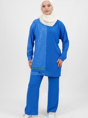 Lacivert Mozaik Desenli Aerobin Kumaş Takım