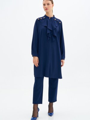 Volanlı Düğme Detaylı Tunik