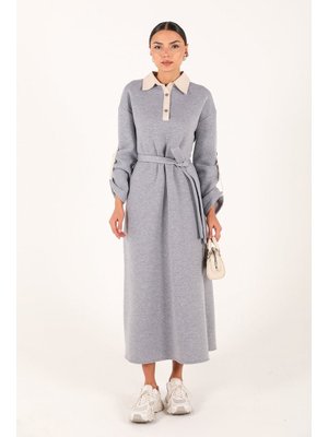 Gri Taş Üç İplik Elbise