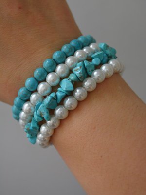 Çok Renkli Turkuaz Veinci Bileklik Seti