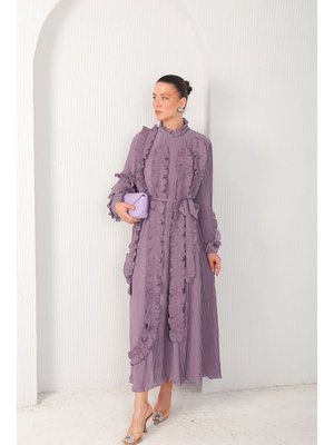 Leylak Pilise Detaylı Elbise