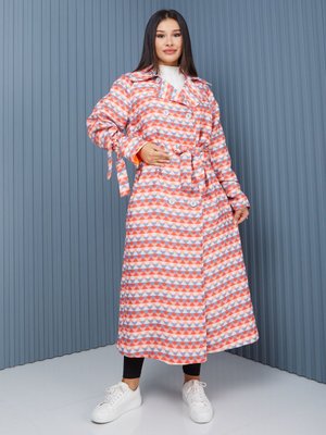 Desenli Reglan Kadın Oversize Trençkot