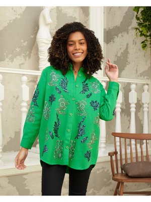 Gabardin Mevsimlik Nakış İşlemeli Gömlek Gabardin Mevsimlik Nakış İşlemeli Gömlek