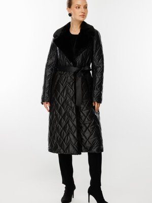 Siyah Kapitone Yaka Kürklü Kaban Siyah Kapitone Yaka Kürklü Kaban