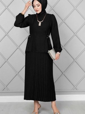 Yanları Kemerli İkili Takım Siyah Yanları Kemerli İkili Takım Siyah