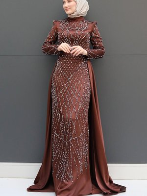 Tuana Abiye Elbise Acı Kahve Tuana Abiye Elbise Acı Kahve