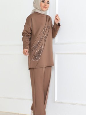 Kahve Taş Detaylı Takım