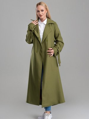 Yağ Yeşili Parrot Kadın Oversize Trençkot