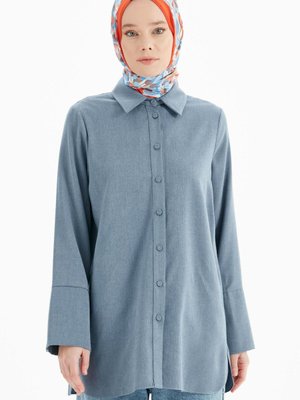 Kalın Manşetli Gömlek İndigo Kalın Manşetli Gömlek İndigo