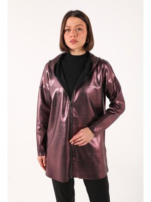 Mor Varaklı Triko Hırka