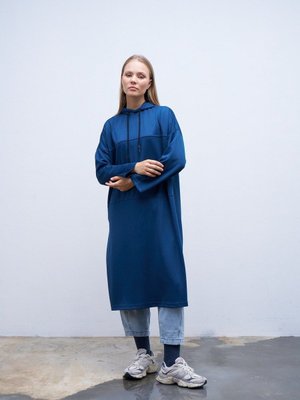 Kapişonlu Dikişli Sweatshirt Lacivert