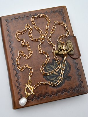 Altın Renk Barok İncili Uzun Kolye