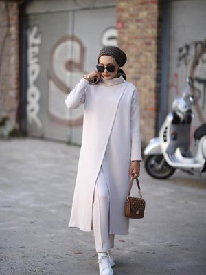 Boğazlı Tunik Pantolon Takım Taş Model