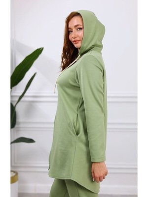 L Kumaş,kapüşonlu Yeşil Eşofman Takımı