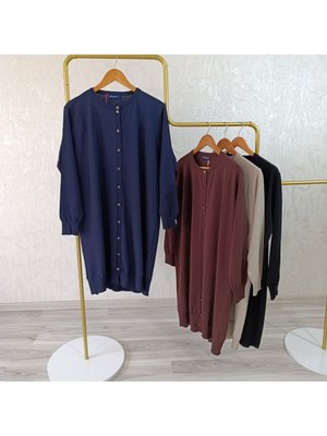 Triko Hırka Bisiklet Yaka Düğmeli Rayon Kumaş Merserize Kalite Dokuma Lacivert