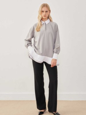 Eteği Volan Detaylı Sweatshırt Gri