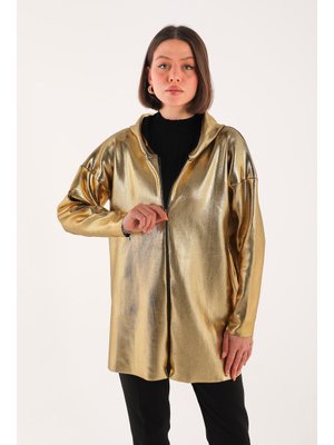 Gold Varaklı Triko Hırka