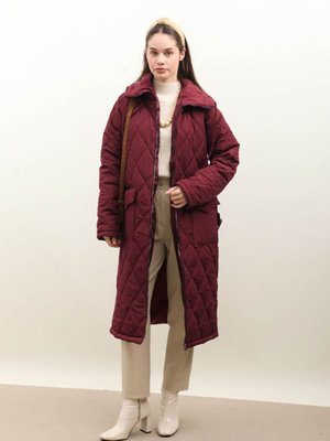 Kemerli Şişme Mont Bordo Kemerli Şişme Mont Bordo