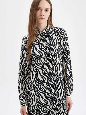 Regular Fit Zebra Desenli Viskon Uzun Kollu Gömlek Tunik D4070ax24au