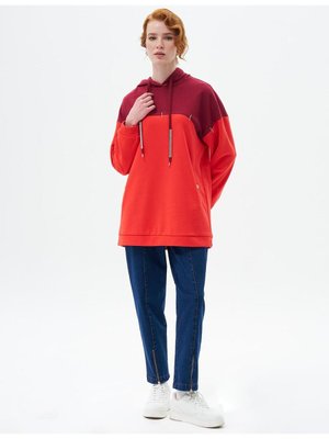 Kumaş Garnili Üç İplik Sweatshirt Kırmızı Kumaş Garnili Üç İplik Sweatshirt Kırmızı