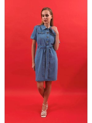 Banny Jeans Kemer Detaylı Jean Elbise Açık Deniz Mavisi Banny Jeans Kemer Detaylı Jean Elbise Açık Deniz Mavisi