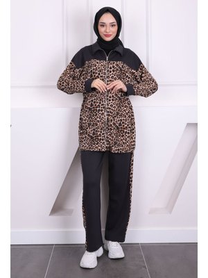 Füme Bel Büzgülü Modal Tunik Pantolonlu Takım