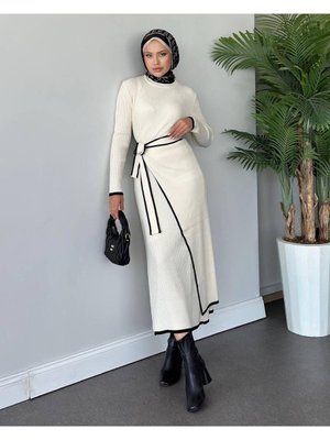 Bağlamalı Triko Elbise