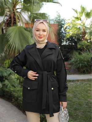 Düğme Detay Scuba Ceket