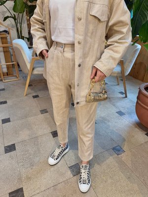 Gold Varaklı Gabardin Pantolon