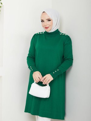 Harika Boncuk Detaylı Merserize Tüylenmez Şık Tunik