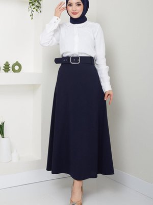 Kemerli Mevlana Etek Lacivert