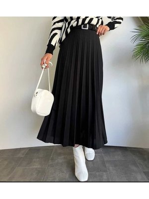 Kadın Kemer Detaylı Pileli Etek