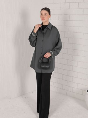 Antrasit Kolu Taşlı Gömlek