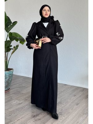 Boncuk İşlemeli Kemerli Siyah Kap Boncuk İşlemeli Kemerli Siyah Kap