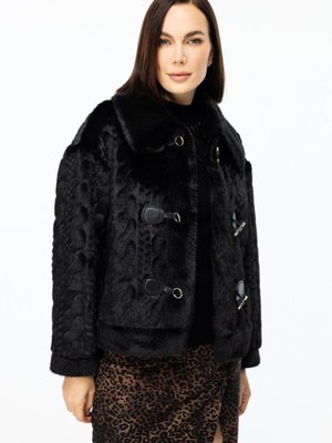 Siyah Kancalı Peluş Mont Siyah Kancalı Peluş Mont