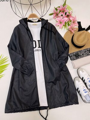 Kapşonlu Deri Ceket