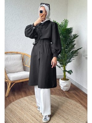 Siyah Bolero Detaylı Trençkot