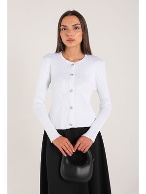 Ekru Kısa Triko Hırka