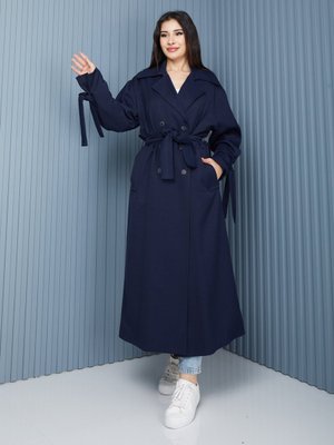 Lacivert Tasarım Kadınoversize Trençkot