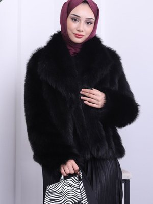 Siyah Kısa Kürk Kaban