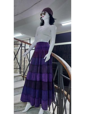 Renkli Hint Etnik Kat Kat Kesim Beli Gipeli Straplez Elbise Uzun Etek