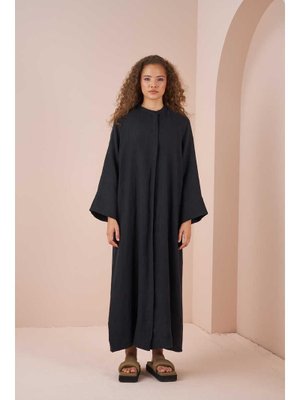 Siyah Ferace Müslin Elbise