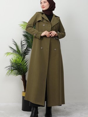 Düğmeli Gabardin Trençkot Haki Düğmeli Gabardin Trençkot Haki