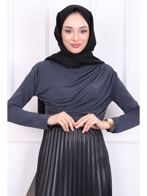 Füme Balıkçı Yaka Drapeli Sandy Bluz