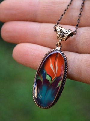 Çok Renkli Ebru Kolye