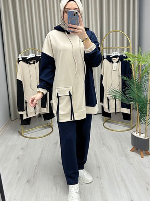 Cep Bağcık Detaylı Kapüşonlu Spor Takım