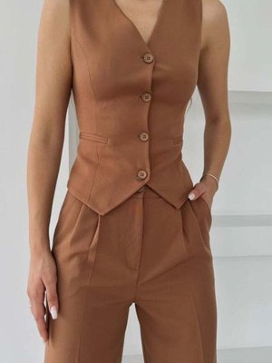 Kadın Yelekli Palazzo Pantolon Takım